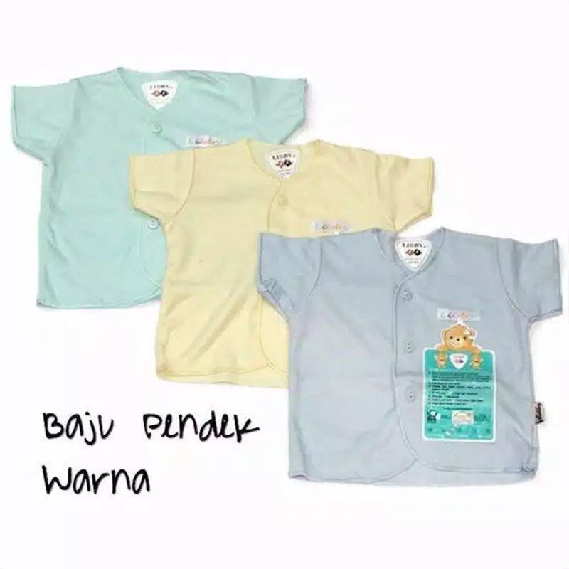 Libby Baju Pendek Atasan Polos Warna Isi 4 Pcs / Baju Pendek Bayi Kancing Depan / Atasan Baju Bayi B