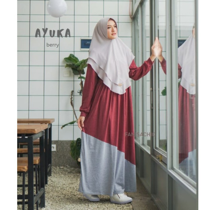 Gamis IBU MENYUSUI FANISACHIC Ayuka TANPA KERUDUNG Bahan Kaos - busui fanisa chic dress