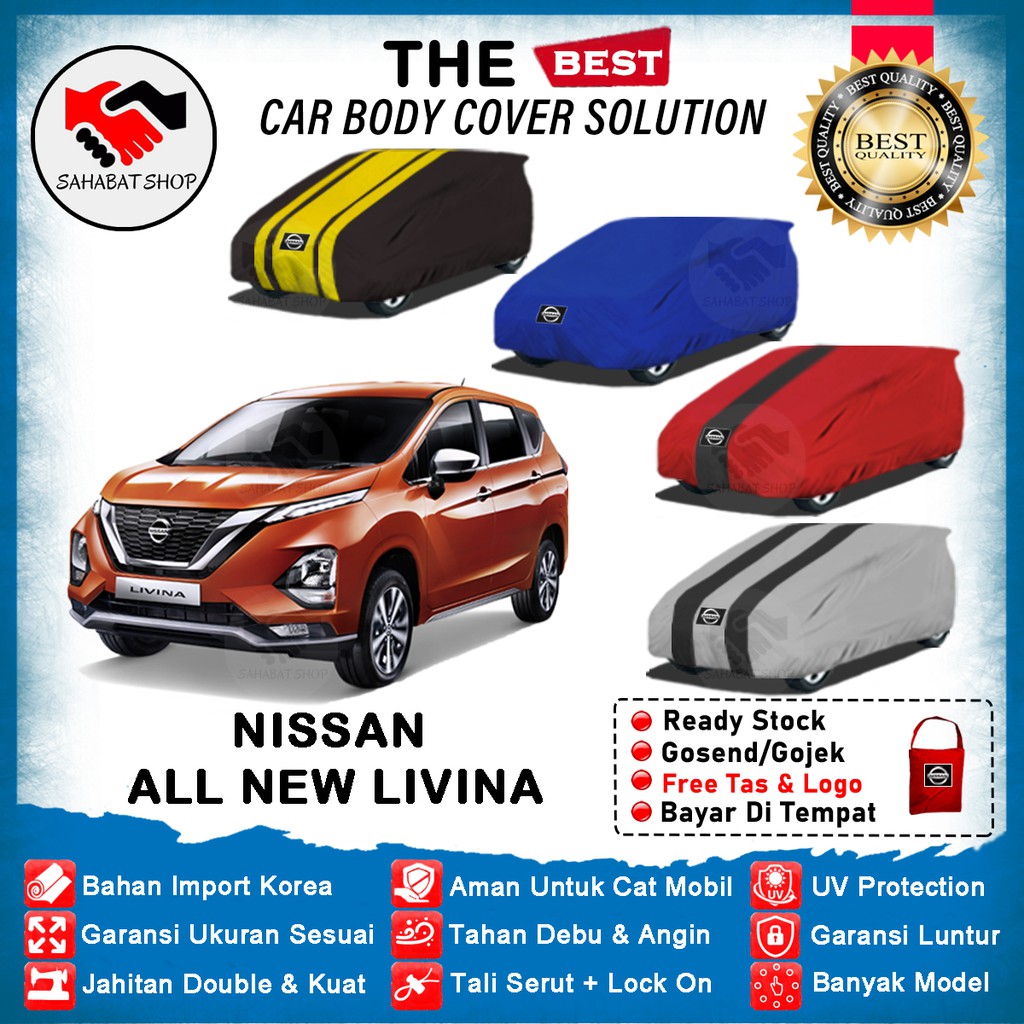 Sahabat Body Cover Mobil Livina / Sarung Penutup Nissan All New Livina Outdoor 2019 2020 2021 / Tutup Mantel Mantol Jas Kerudung Kelambu Terpal Kerodong Pelindung Bungkus Selimut Mobil Livina Waterproof Anti Air Model Biru