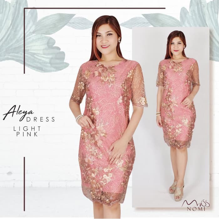Dress lace midi jumbo  Dress brukat jumbo bodycon mini  Gaun pesta wan   Cream  ALLSIZE