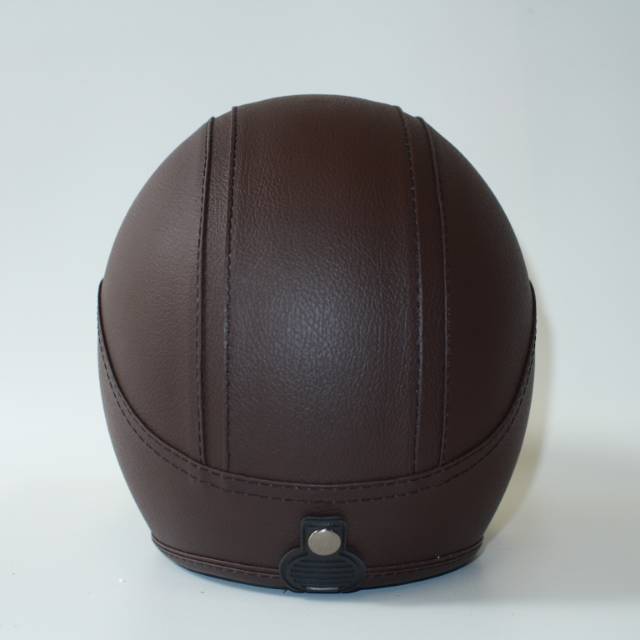 Helm Bogo Retro Kulit Dewasa Coklat Polos Full Leher SNI