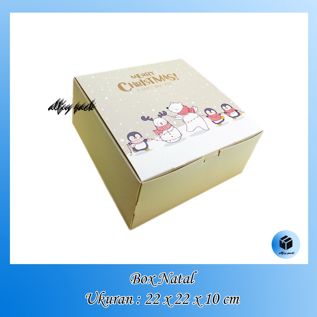 

1pack isi 5pcs BOX CAKE NATAL "POLAR BEAR" UKURAN 22X22X10 CM DUS CHEESE CHIFFON CAKE KOTAK DUS PACKAGING HAMPERS PARCEL CHRISTMAS