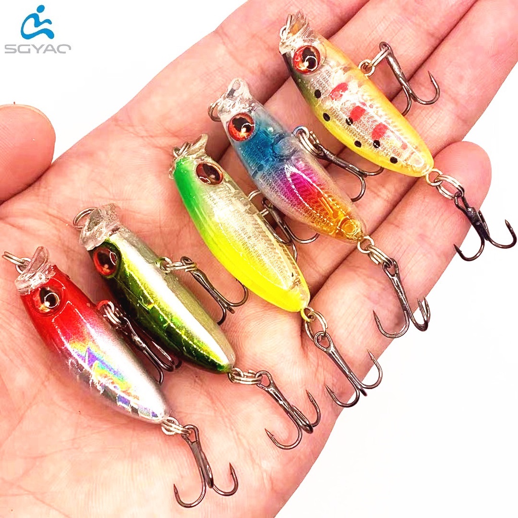 1Pcs Mini Popper Umpan Pancing Minnow 4.3cm 3.1g Fishing Lure Swimbait Bass Wobbler Kail Memancing Bait Crank Floating Tackle