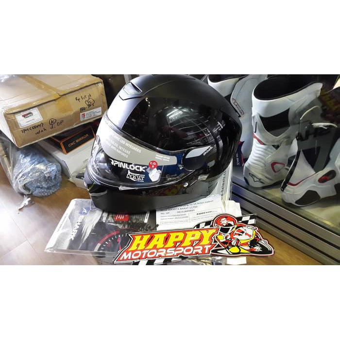 HELM SHARK SKWAL SIZE L DUAL BLACK WITH LED LAMP ORIGINAL