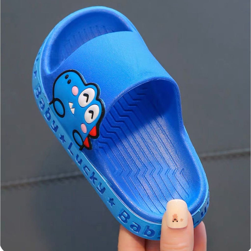 SANDAL RUMAH SLOP DINO DINOSAURUS BIRU SANDAL KAMAR KARET ANAK LAKI LAKI IMPOR