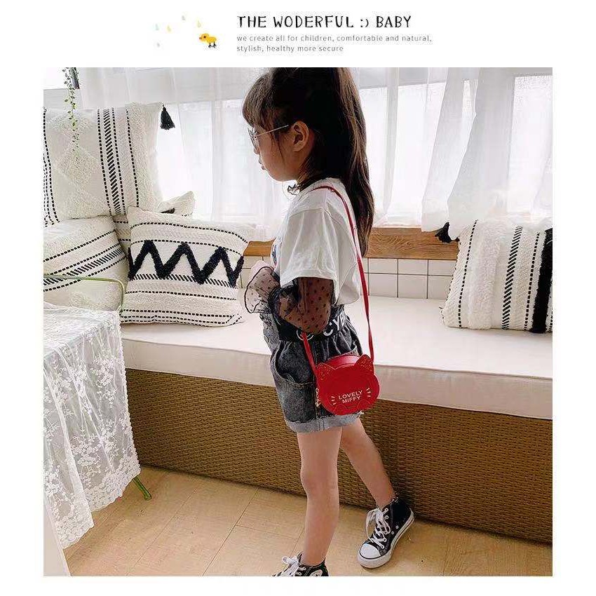 Rowling (Tas-203)Tas Mini  Karakter Motif Telinga Kucing Anak-Anak Import