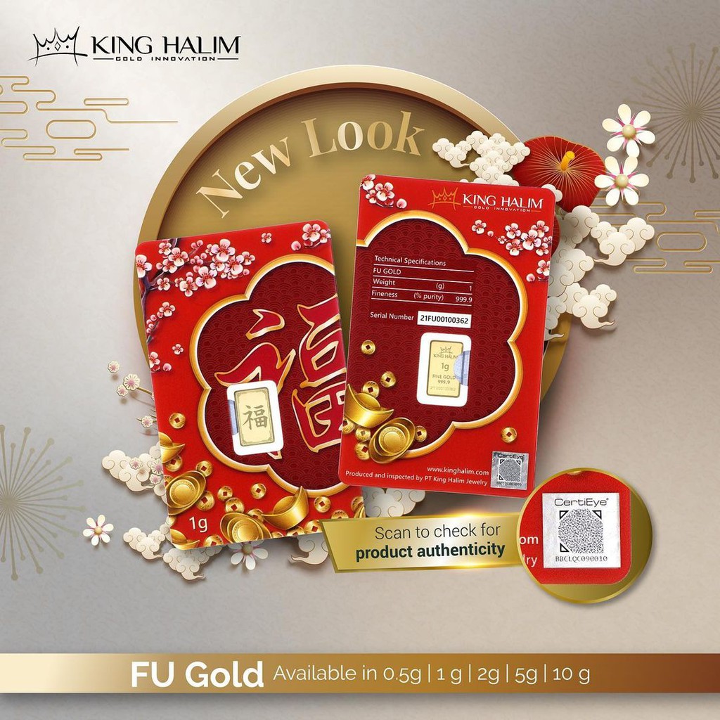 Logam Mulia King Halim / LM KH &quot;Fu / Fortune&quot; 24K 1 gram - SDW Gold -