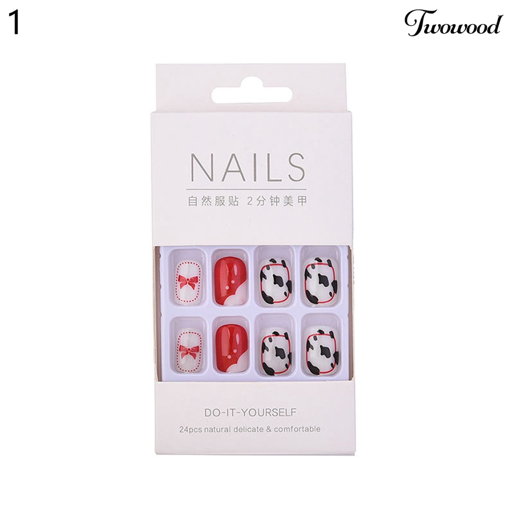 Twowood 1 Set Kuku Palsu Bahan Resin Untuk Nail Art