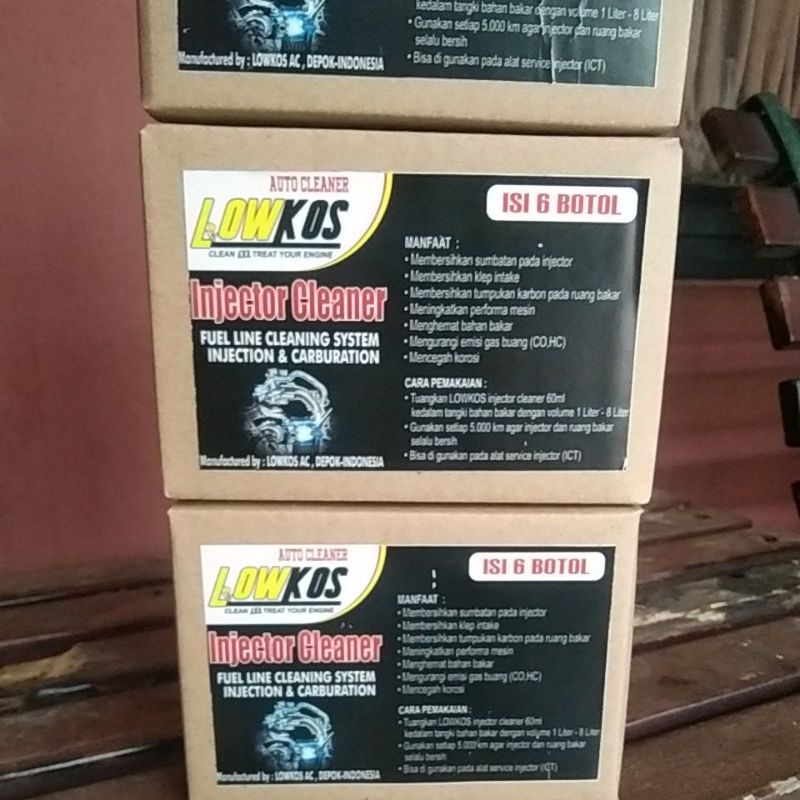 LOWKOS - 1 Dus (6 Botol) INJECTOR CLEANER Pembersih Injektor dan ruang bakar mesin tuang ke tangki bensin