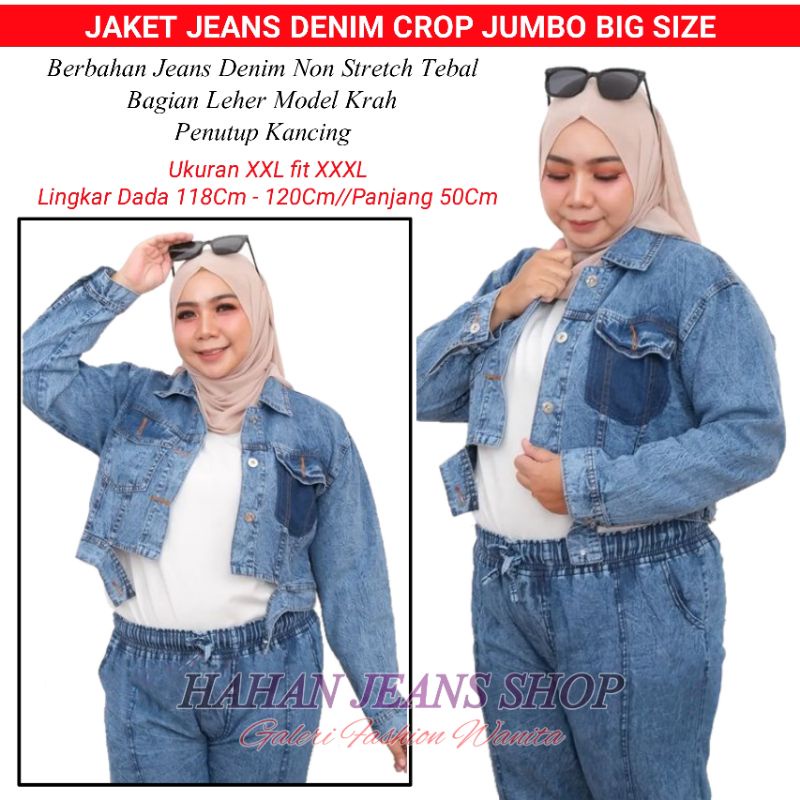 Jacket Denim Crop Jumbo Wanita Ld 120 Bahan Jeans Non Stretch Jaket Krop Jins Snow Cewek Remaja dan 