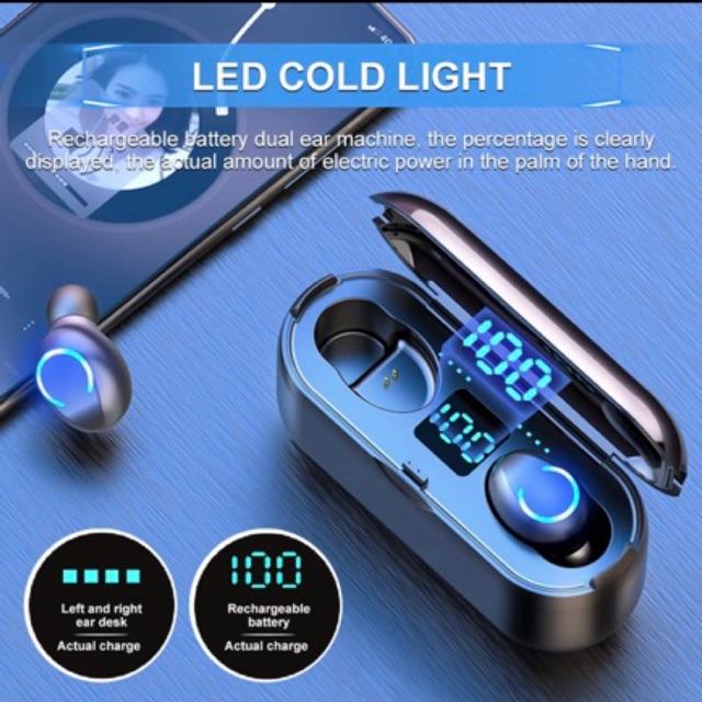 dc88 Bluetooth F9 TWS LED ( F9 - 8 ) Wireless Earphone Earbuds TWS F9 / F9.8 LED Digital Display