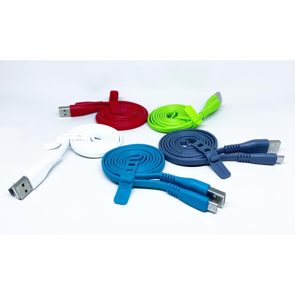 Kabel data VUVU Gepeng Micro USB fast charging 2.4A 100CM