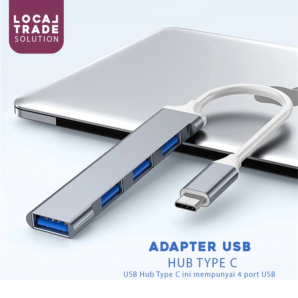 OTG Type C Hub 4 Port USB 3.0 Aluminium Slim Adapter Converter Type C Male to Female 3.0 Docking Station untuk Macbook Air