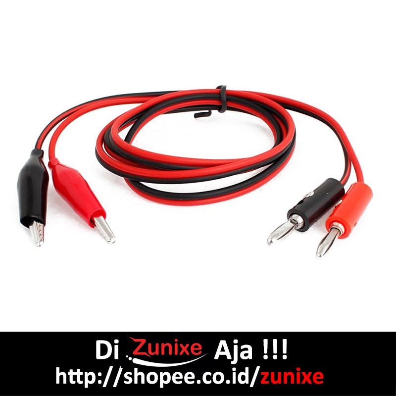 KABEL JEPIT BUAYA KECIL + JACK BANANA 1M TEST CABLE ADAPTOR CLIP PROBE