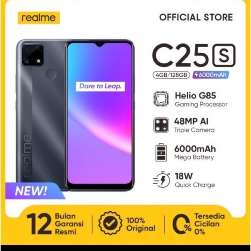 HP Realme Narzo 30A 4/64,Narzo 20 4/64,Narzo 50i 4/64GB Garansi Resmi Realme Indonesia-C25S 4/128 Hitam