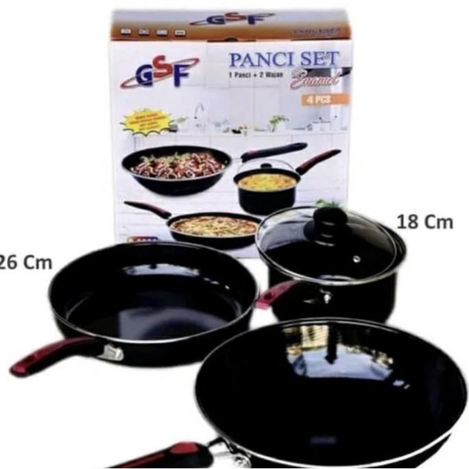 Panci Set Enamel Cook Ware Gsf 2630 Isi 4 Gedung.Imm