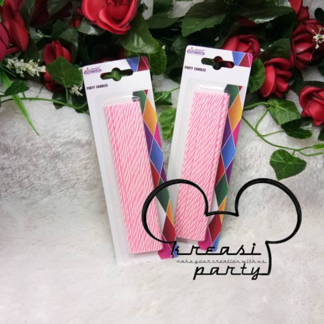 Lilin Ulang Tahun / Lilin Panjang Pink / Lilin Papermint / Lilin Unik