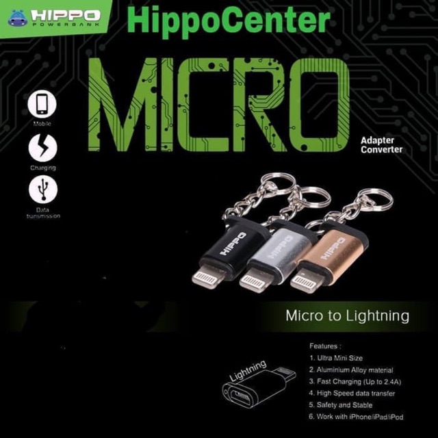 Hippo Adaptor Micro to Iphone Ios Converter Adaptor Micro To Iphone Ios