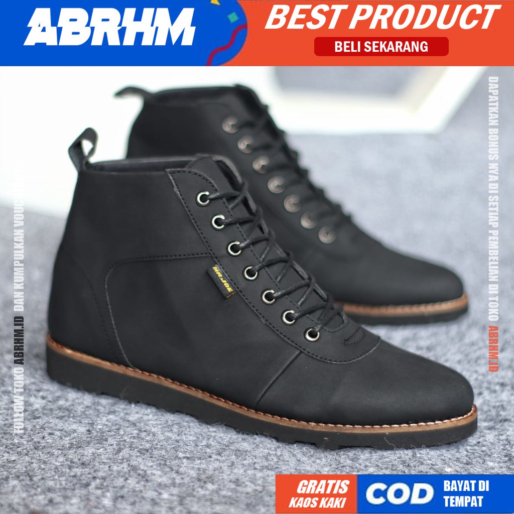 ABRHM x BARA Sepatu Boots Casual Pria kulit Sintetis Kasual Kerja boot Cowok Original