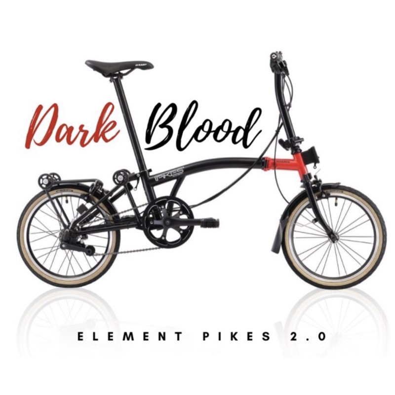 Sepeda Lipat Element Pikes Gen2 trifold Garansi resmi 2x3s SNI CJ COD cicilan kredit 20 inch gen 2-Dark Blood