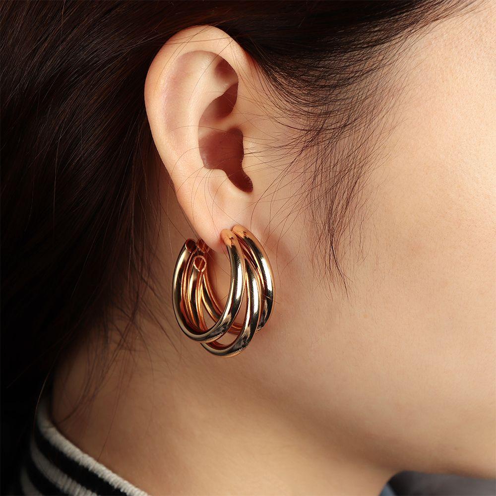 Anting Hoop LILY Perhiasan Fashion Baru Sederhana Trendi Minimalis Tabung Tebal