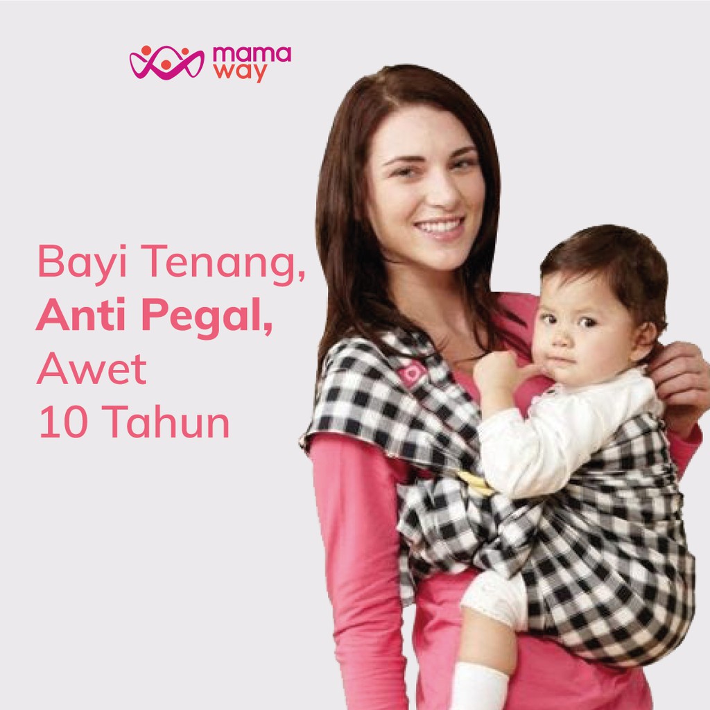 

Mamaway / SERTIFIKASI AMAN Anti Pegal / Tahan 75 KG, Bayi Tenang / Baby Sling Gingham Chunky