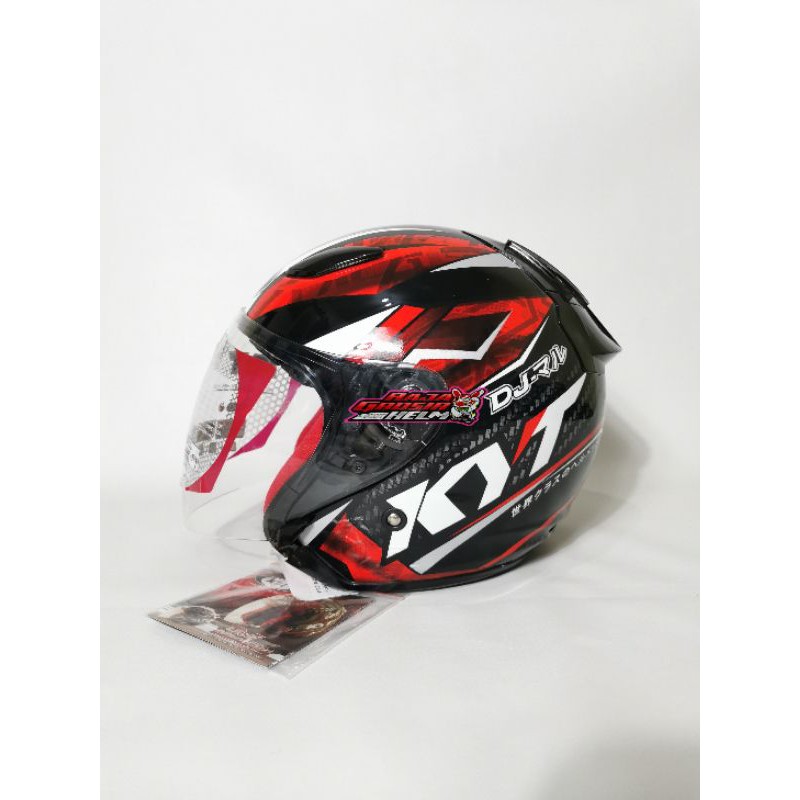 HELK KYT DJ MARU MOTIF SERI 15 BLACK RED HELM TOURING KYT DJMARU MOTIF MURAH ORIGINAL HELM HALF FACE-2