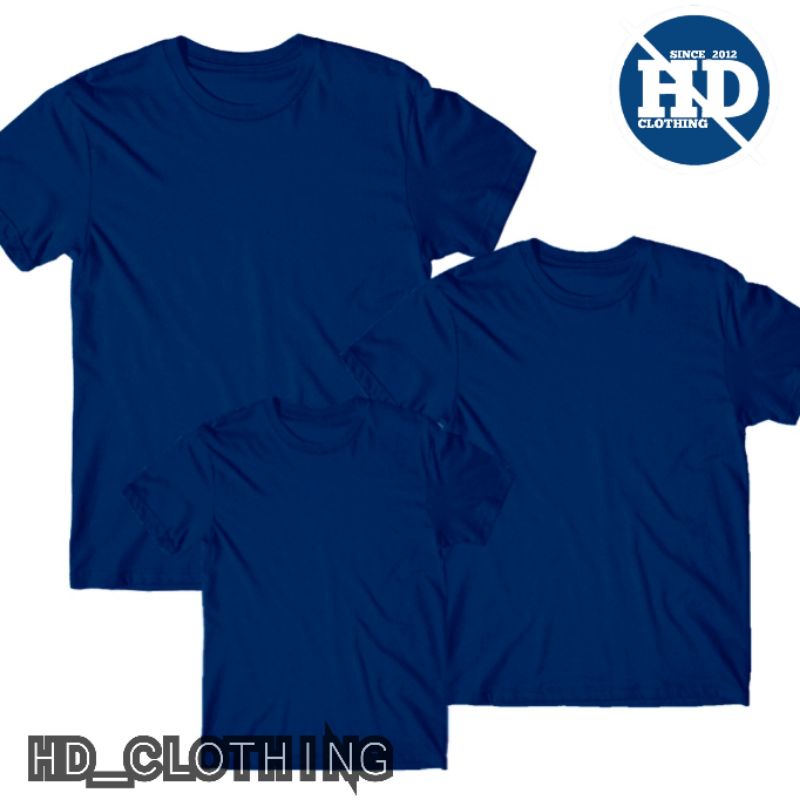 Kaos polos keluarga, cotton combed 30, couple anak dan dewasa - biru navy