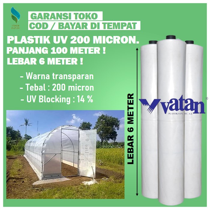 Plastik UV 1 Roll 100 Meter Lebar 6 Meter 200 Micron Hidroponik Plastik UV 200 Micron Greenhouse Ala