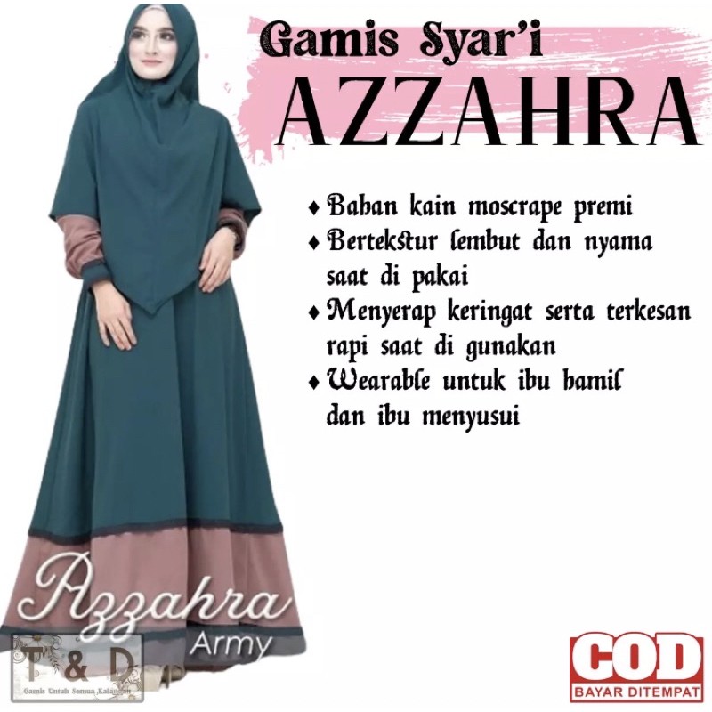 GAMIS SYARI SET KHIMAR AZZAHRA PREMIUM MOSCREPE / UKURAN L-XL-XXL / GAMIS TERBARU DAN TERMURAH 2021
