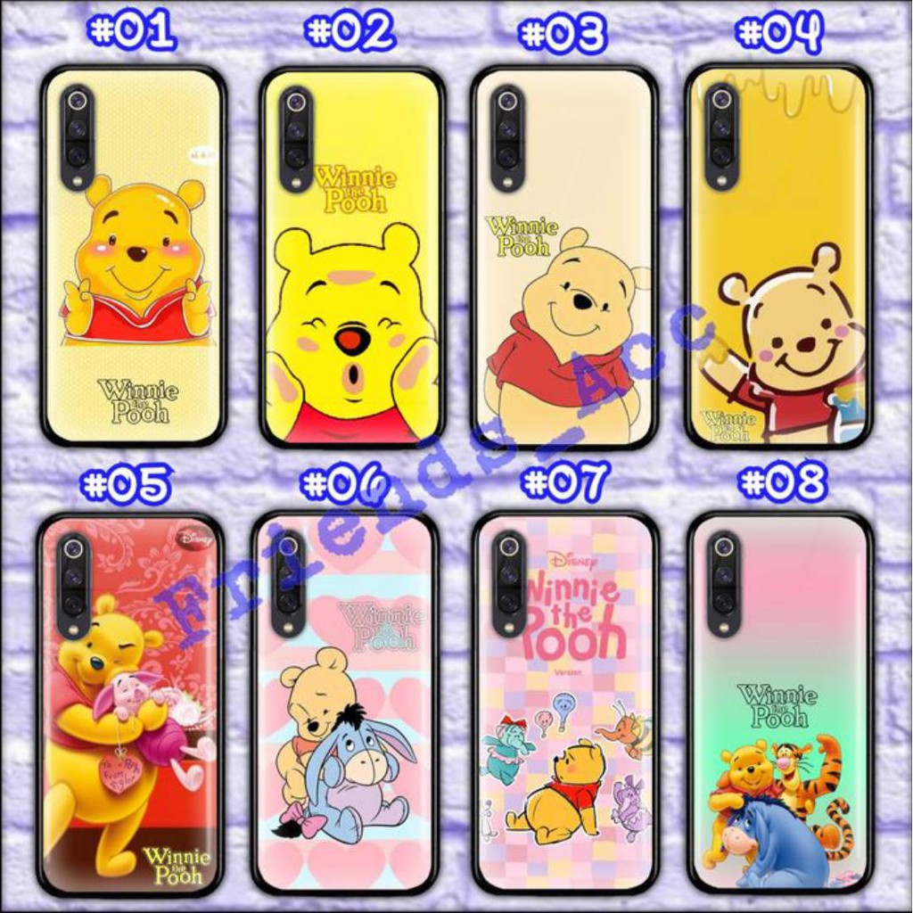 SAMSUNG M30 , M40 , M10S, A51 , A71 PREMIUM CASE CASING GLASS MOTIF WINNIE THE POOH