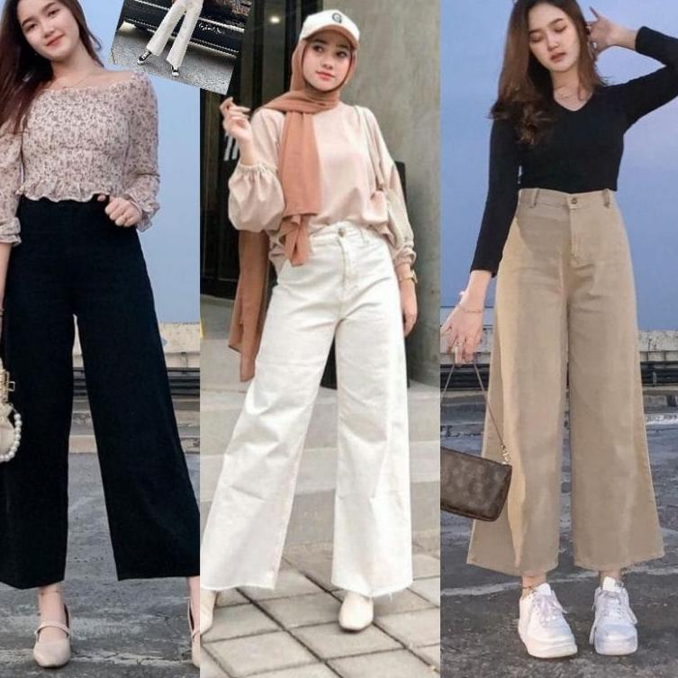 Paling Dicari.. CELANA JEANS WANITA KULOT JEANS KULOT MOZZA WARNA BOYFRIEND KULOT JEANS KULOT MOCCA 