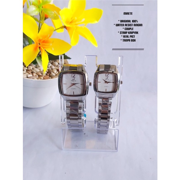 Jam Tangan Rantai Couple / Jam Tangan Couple Mirette Merk Original / Jam Tangan Kotak / Jam Tangan W