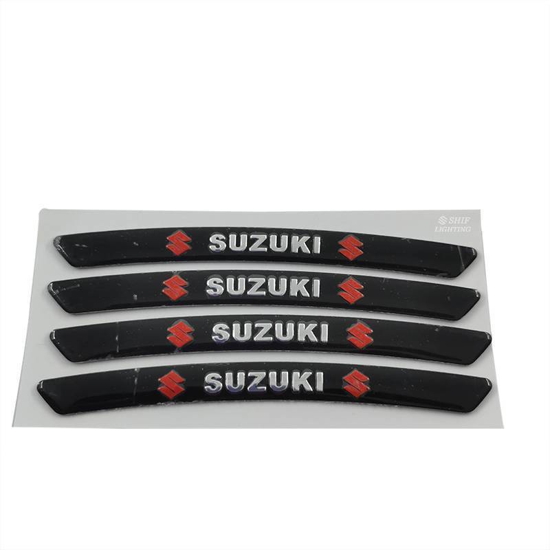 4 x Aluminum SUZUKI Letter Logo Car Auto Wheel Tire Decorative Emblem Badge Sticker Decal SUZUKI