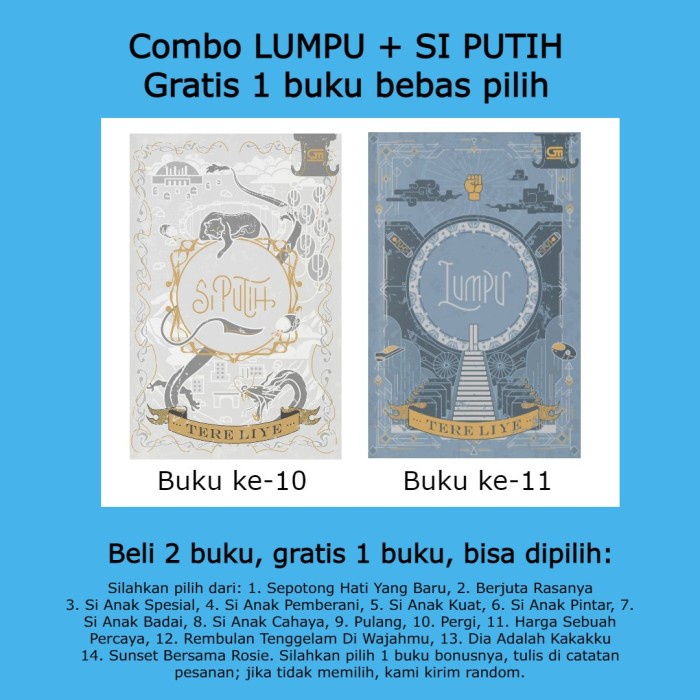 

FLASH SALE!!! COMBO LUMPU + SI PUTIH (GRATIS 1 BUKU LAIN) TERLARIS