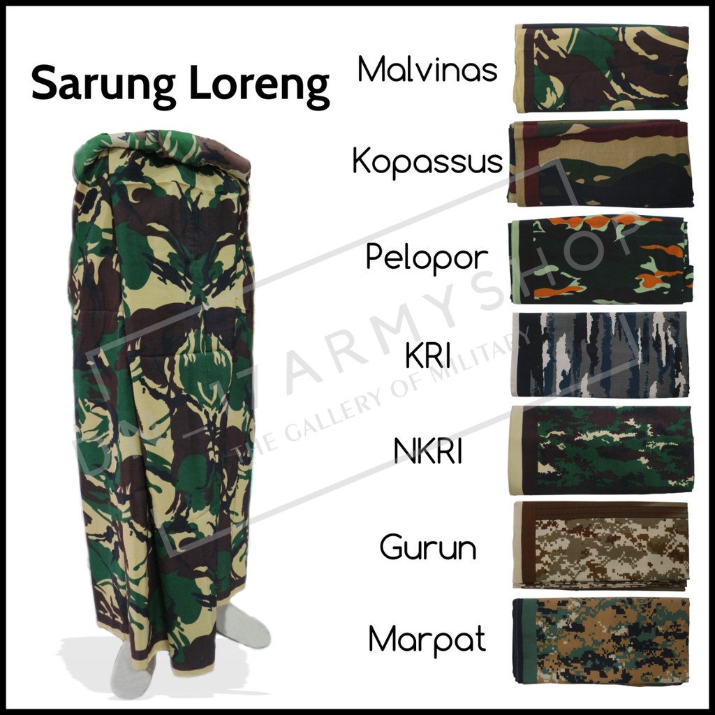 Sarung Loreng Army/Kri,Marpat,Malvinas,Pelopor,Nkri,Loreng gurun,Kopasus Premium Quality