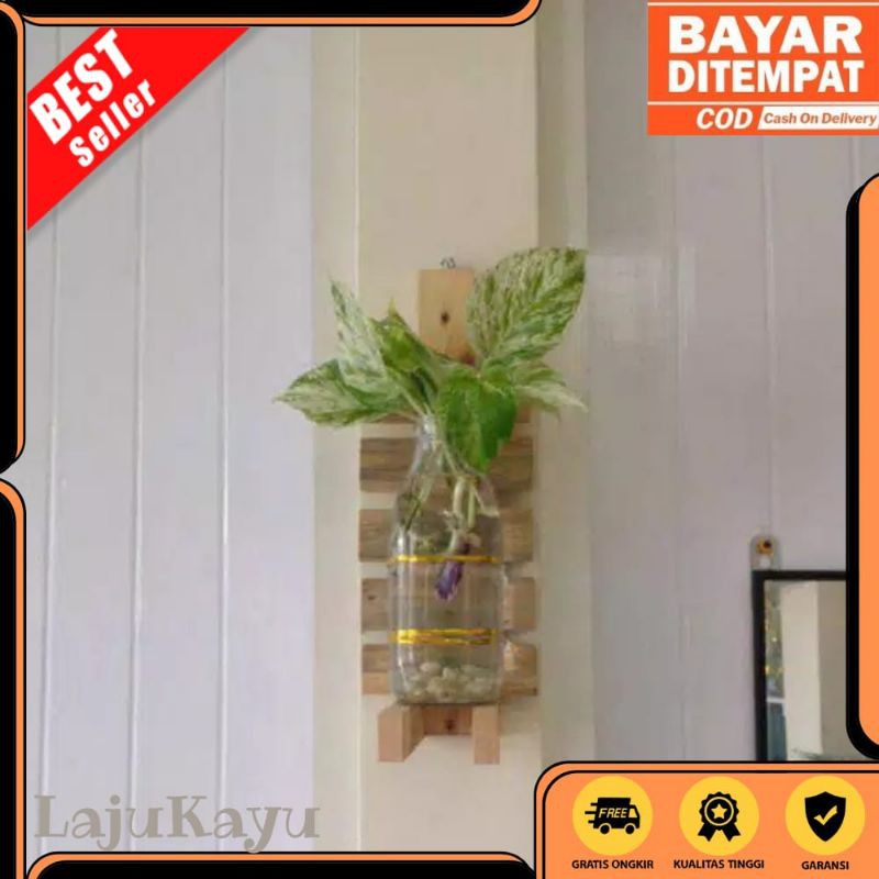 Rak Bunga Dinding Tempel / Hiasan Dinding / Dudukan Pot Bunga Gantung / Ambalan Kayu