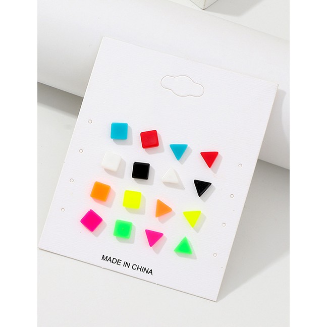 LRC Anting Tusuk Fashion Color Geometric Acrylic Fine Needle Stud Earrings F63448