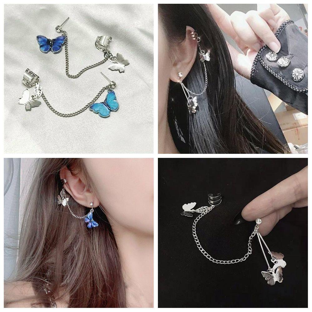 Lily Butterfly Earrings Aksesoris Pesta Fashion Perhiasan Tanpa Tindik Non Tindik Butterfly Ear Cuff