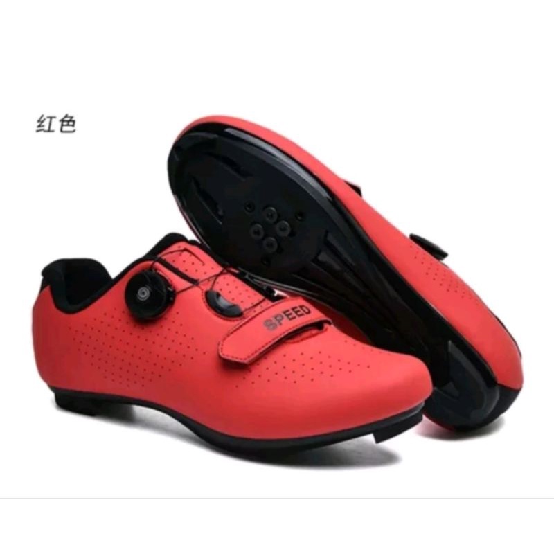 Speed Sepatu Sepeda Multi Cleat Roadbike MTB Bicycle Shoes Cleats Sepatu Gowes Cleat Sepeda Road bike MTB Red