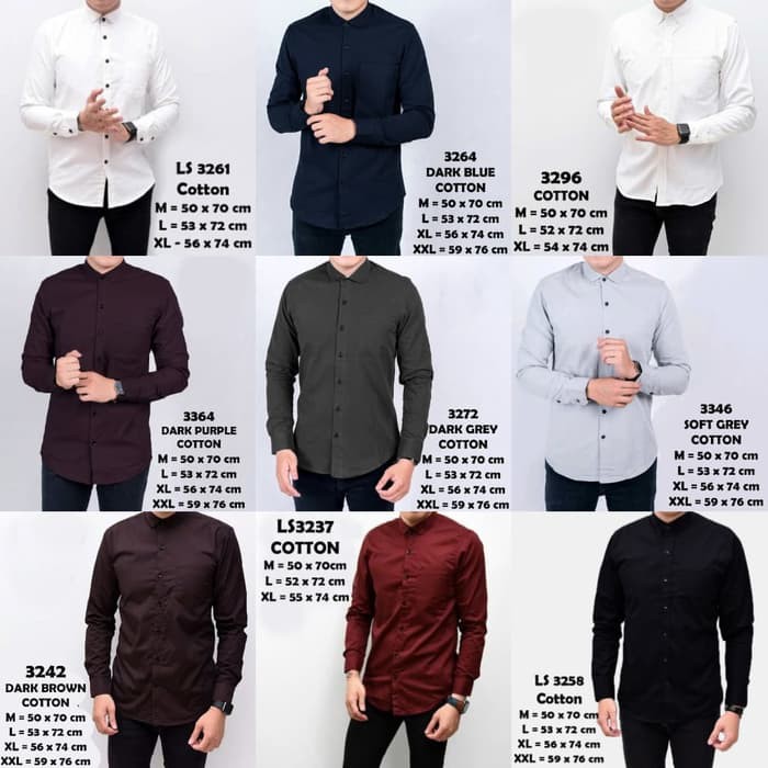 Promo Kemeja Cowok Bajukemeja Keren Kemejakerja Kasual Baju  Baju Kemeja Lengan Panjang Pria Polos B