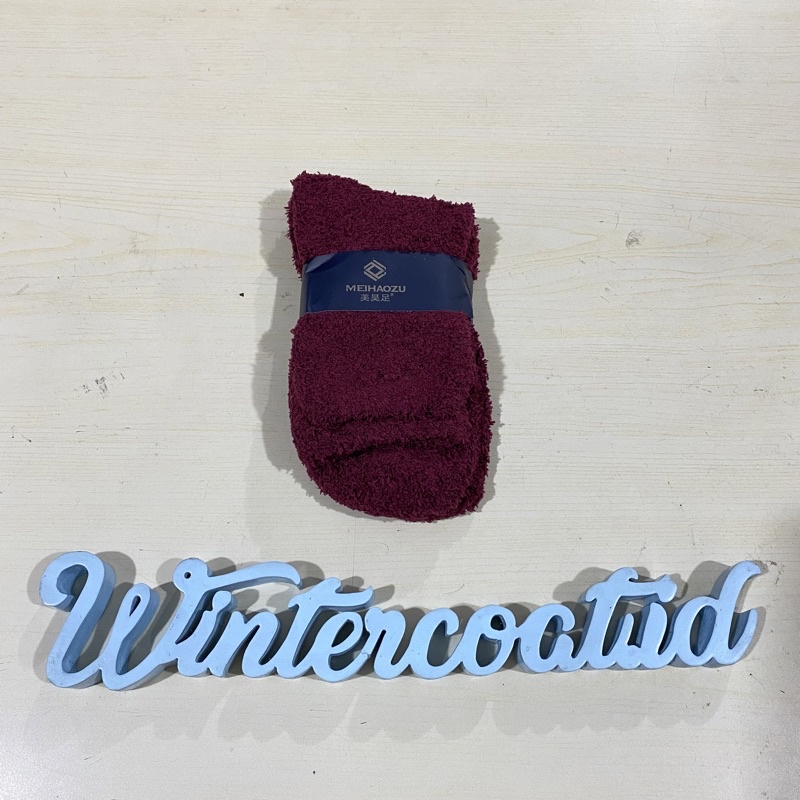 Kaos Kaki wool thermal socks unisex cowok cewek wol hangat tebal pria wanita import-8. Maroon