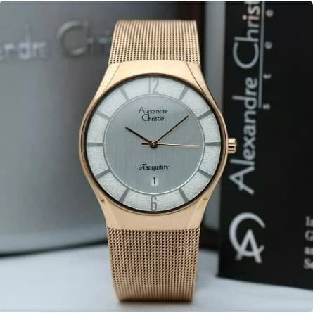 Jam tangan pria Alexandre Christie AC 8331 AC8331 rosegold Original