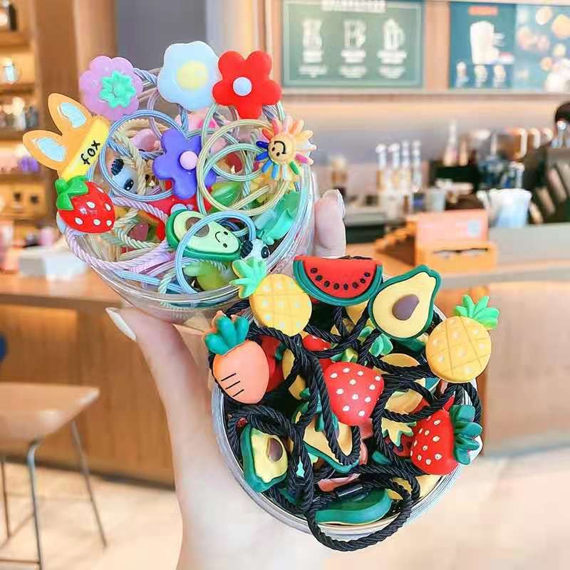 Flower Aksesoris Rambut Bayi Jepit Rambut/Ikat Rambut Anak  karet buah Lucu Karet Rambut Unik/Fruits