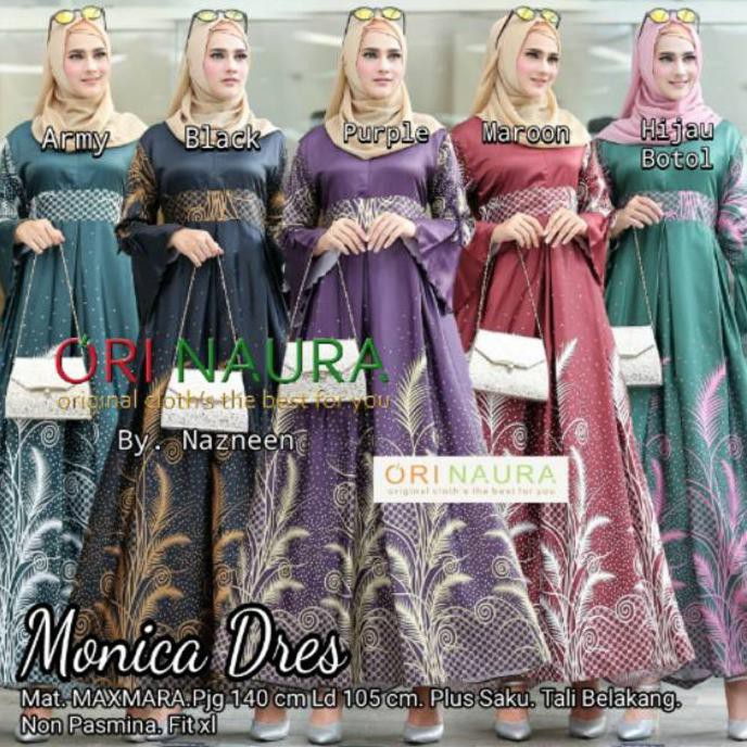 Baju Gamis Wanita Terbaru Batik Monica Dress Original Naura