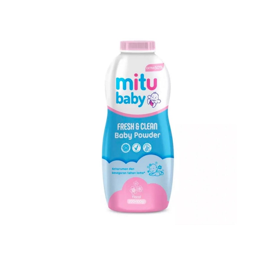 MITU Baby Powder Fresh&amp;Clean - Floral Pink 200gr+100gr