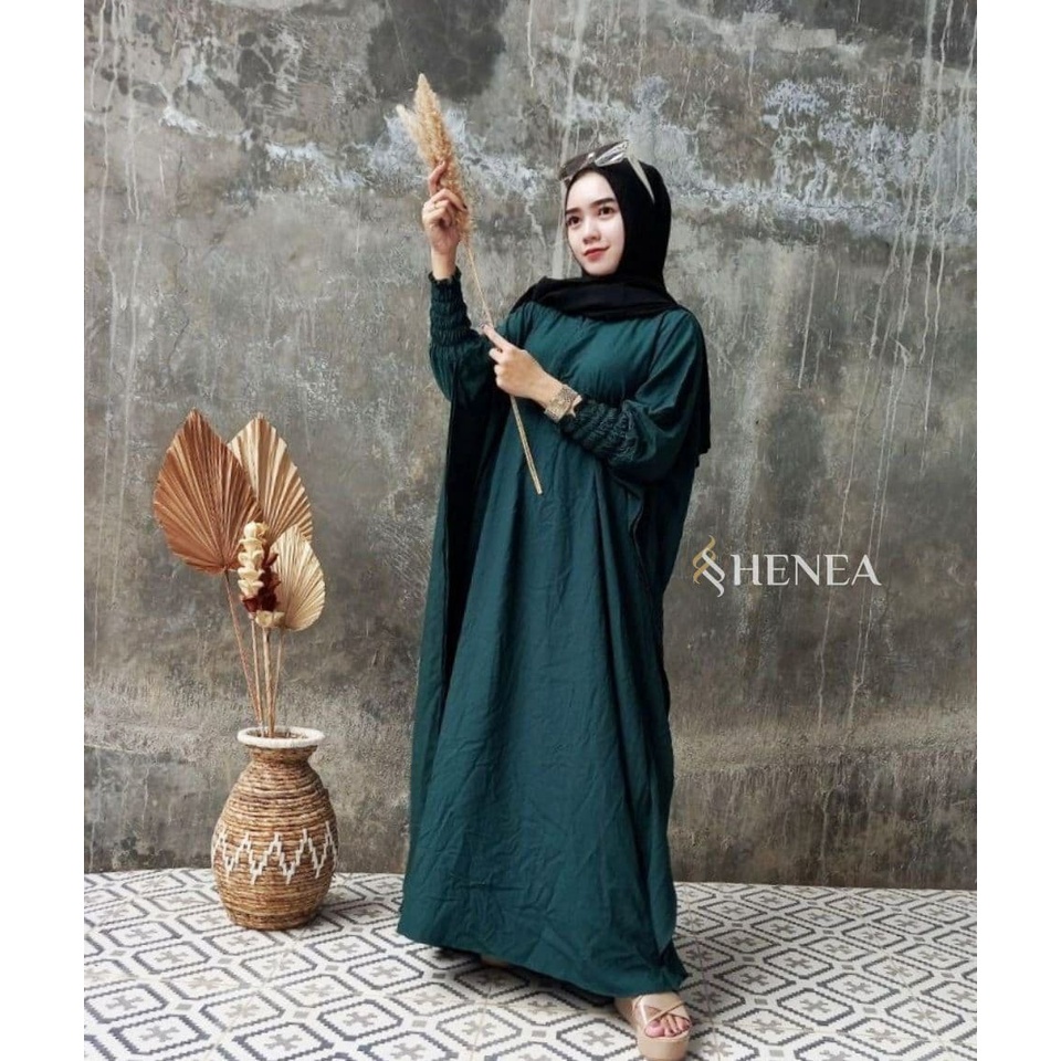 Henea Kaftan Polos Wanita Jumbo Rayon Premium Gamis Kaftan Batik Modern Kekininan Bigsize LD 160 cm