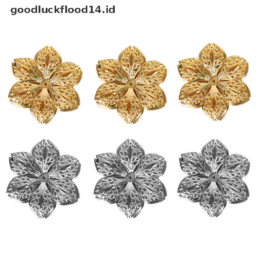 [OOID] 50Pcs/Set Filigree Flower Crafts Charms Connectors DIY Pendant Jewelry Findings ID