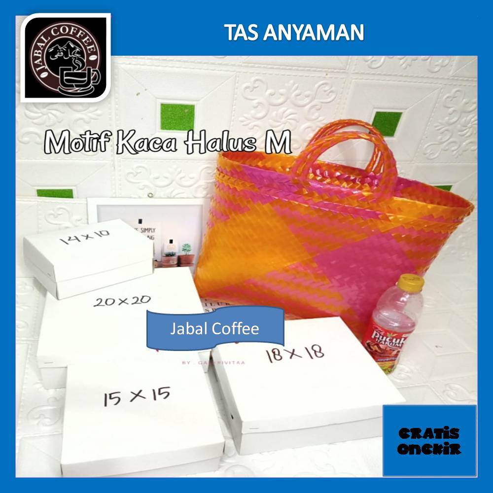 Tas Anyaman Plastik Kaca Halus Ukuran S M L XL / Tas Anyam Kaca Papak / Tas Hampers / Tas Belanja Pasar / Tas Berkat Hajatan Souvenir 05