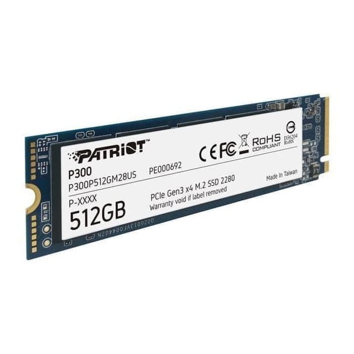 SSD PATRIOT P300 M2 2280 512GB PCIe Gen3 x4 NVMe 1.3 SSD GARANSI RESMI